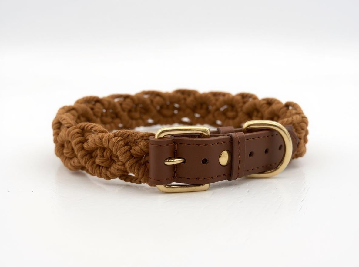 Rust orange handmade macrame dog collar boho style Sedona sunset – Sacred Pup