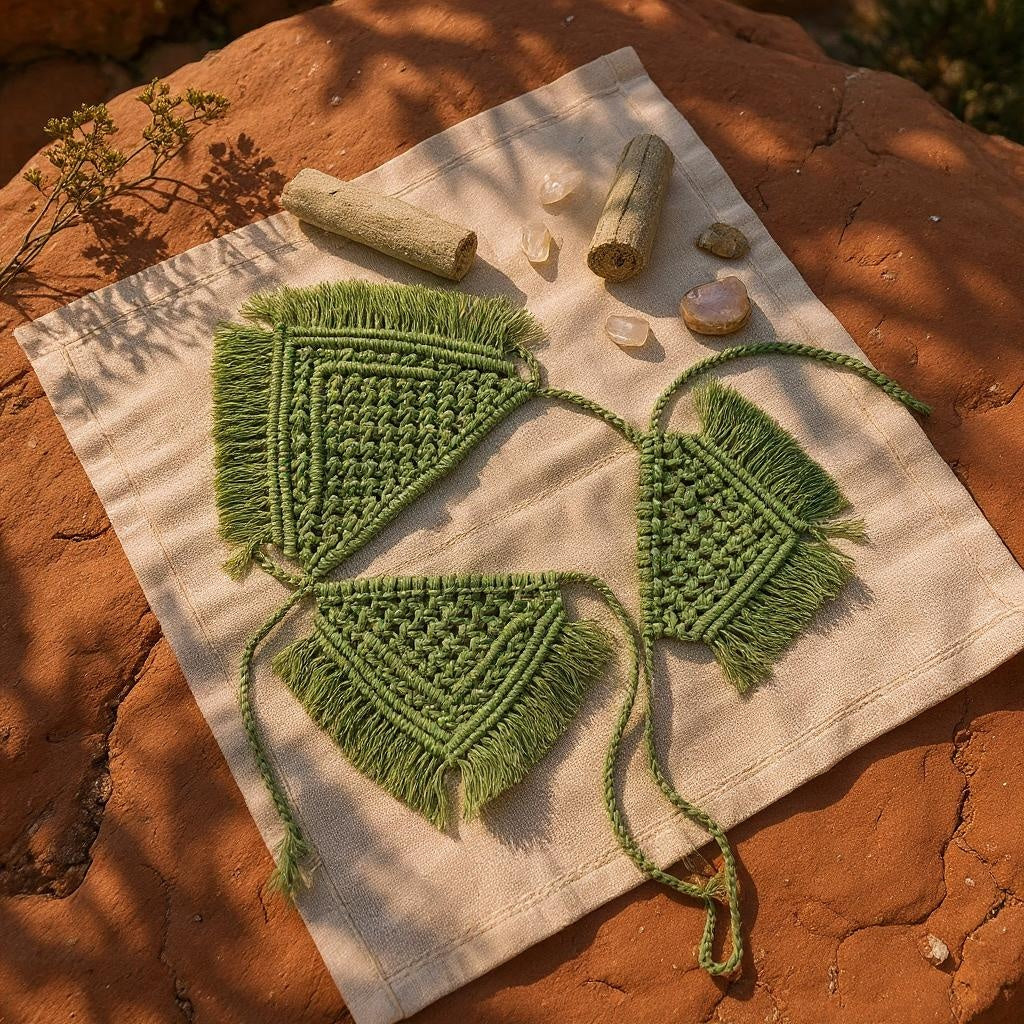 Earthy green handmade macrame dog bandana boho chic – Sacred Pup