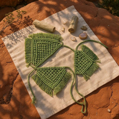 Earthy green handmade macrame dog bandana boho chic – Sacred Pup