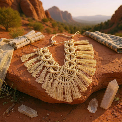 Vintage handmade macrame dog bandana boho style – Sacred Pup