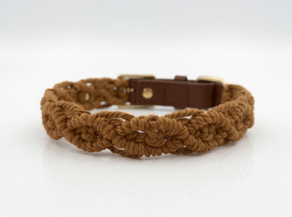 Rust orange handmade macrame dog collar boho style Sedona sunset – Sacred Pup