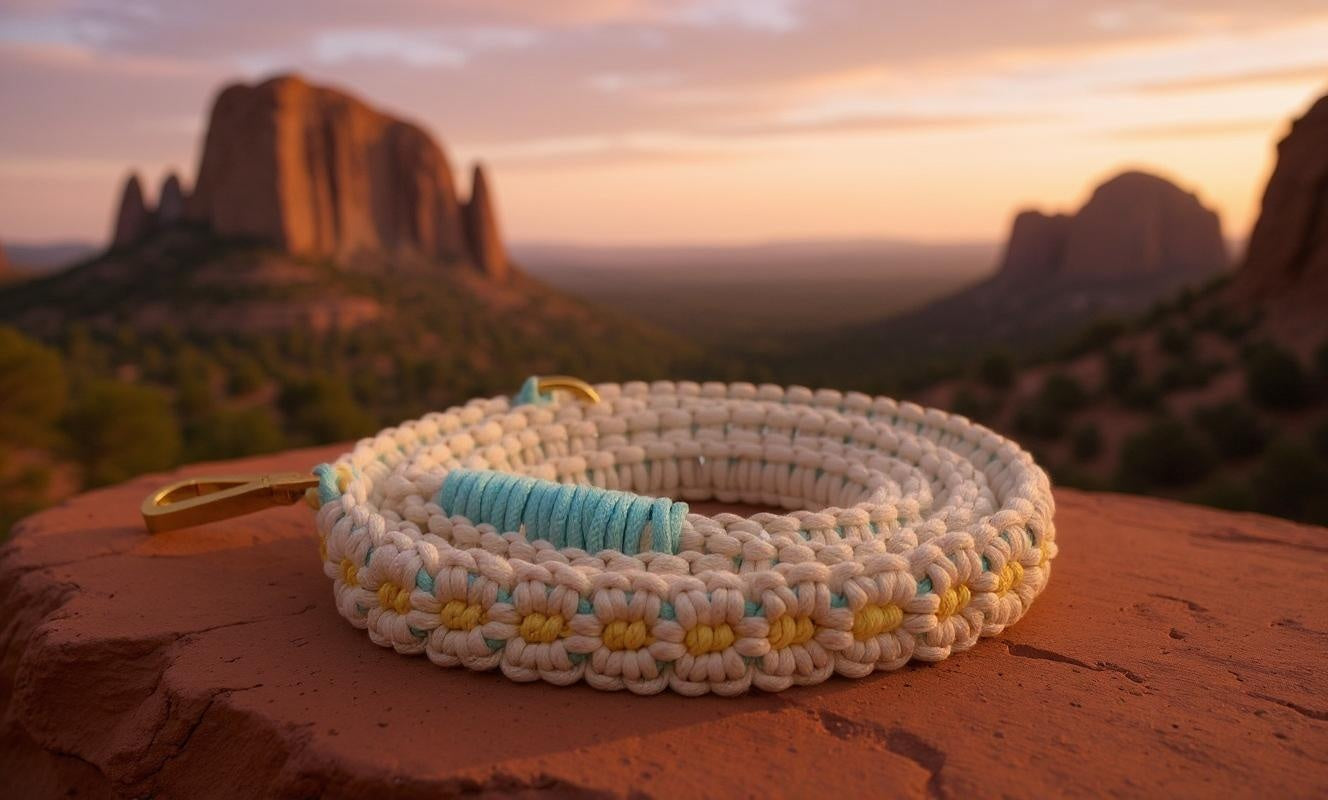 Honey and sky handmade macrame dog leash boho style – Sacred Pup