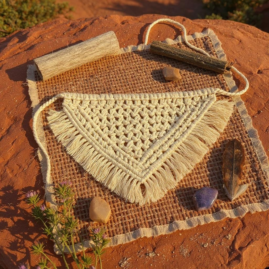 Cream handmade macrame dog bandana boho accessory – Sacred Pup