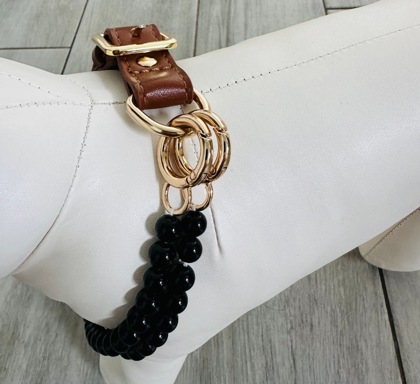 Black obsidian handmade crystal beaded dog collar grounding – Sacred Pup