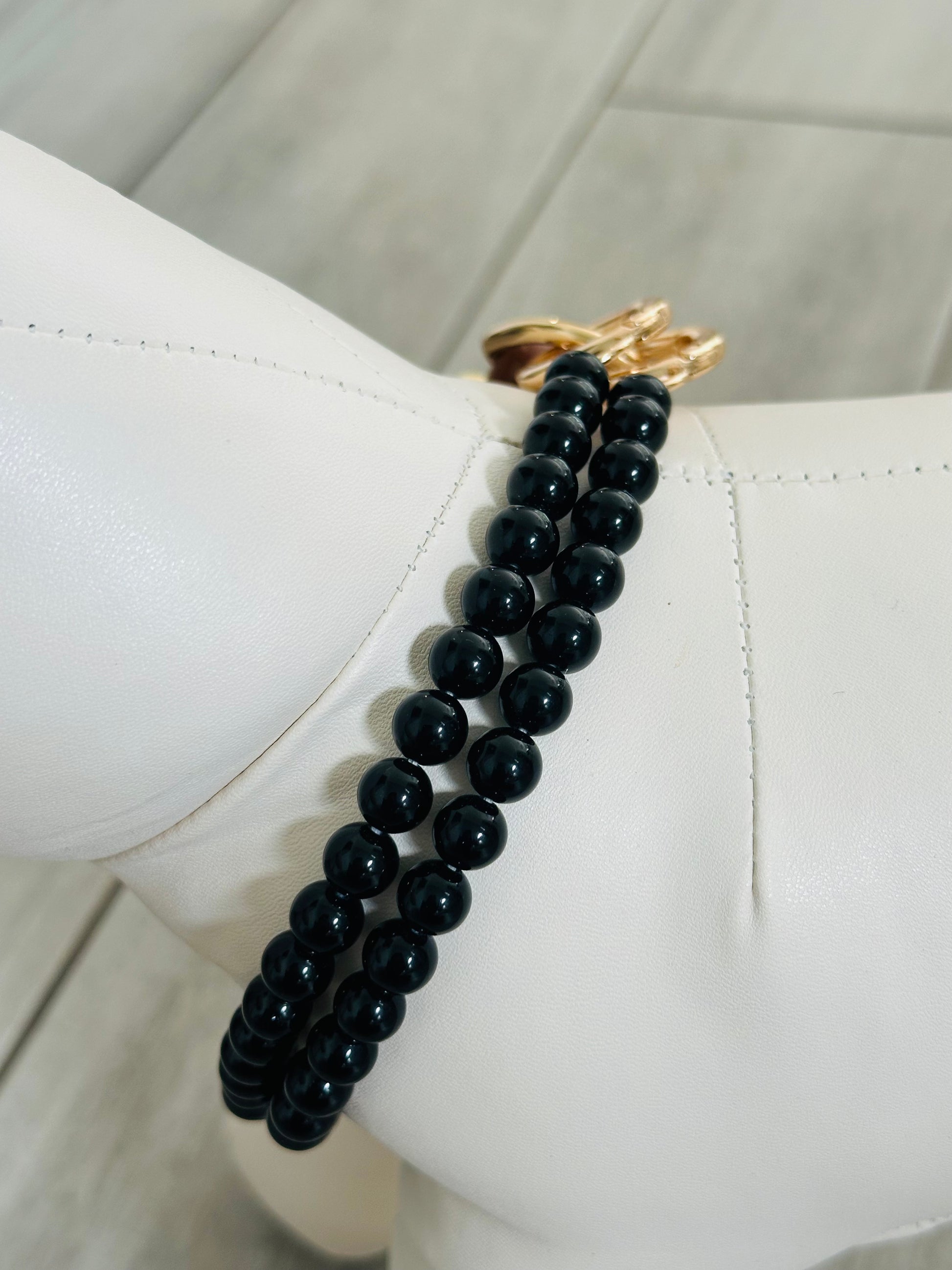 Black obsidian handmade crystal beaded dog collar grounding – Sacred Pup