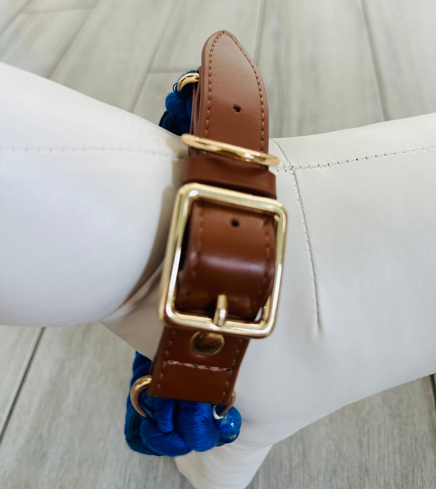 Lapis Lazuli beaded rope dog collar for intuition – Sacred Pup