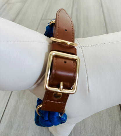 Lapis Lazuli beaded rope dog collar for intuition – Sacred Pup