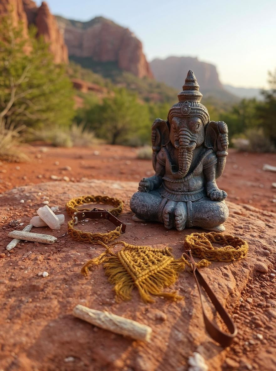 Brown handmade macrame dog bandana boho style – Sacred Pup