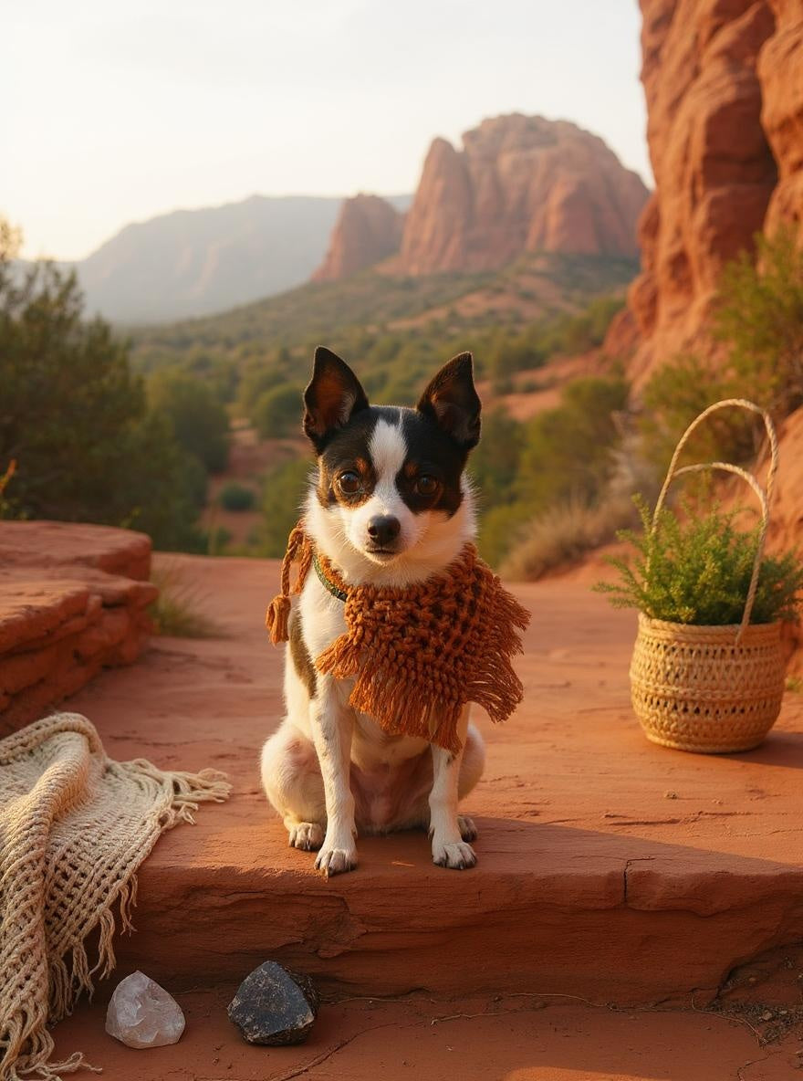 Brown handmade macrame dog bandana boho style – Sacred Pup
