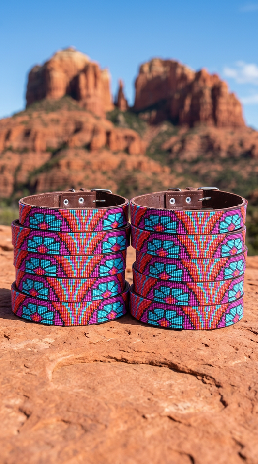 Blue Lotus Beaded Dog Collar