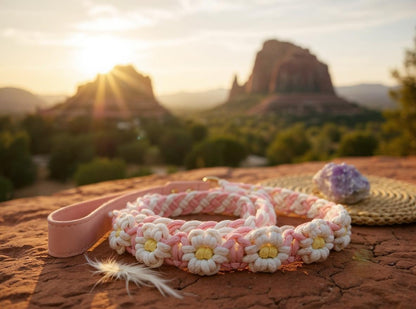 Pink handmade macrame dog leash boho style – Sacred Pup