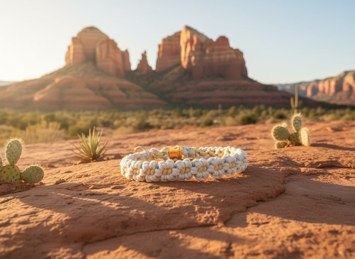 Sunshine Bloom Macrame Leash- Honey & Sky