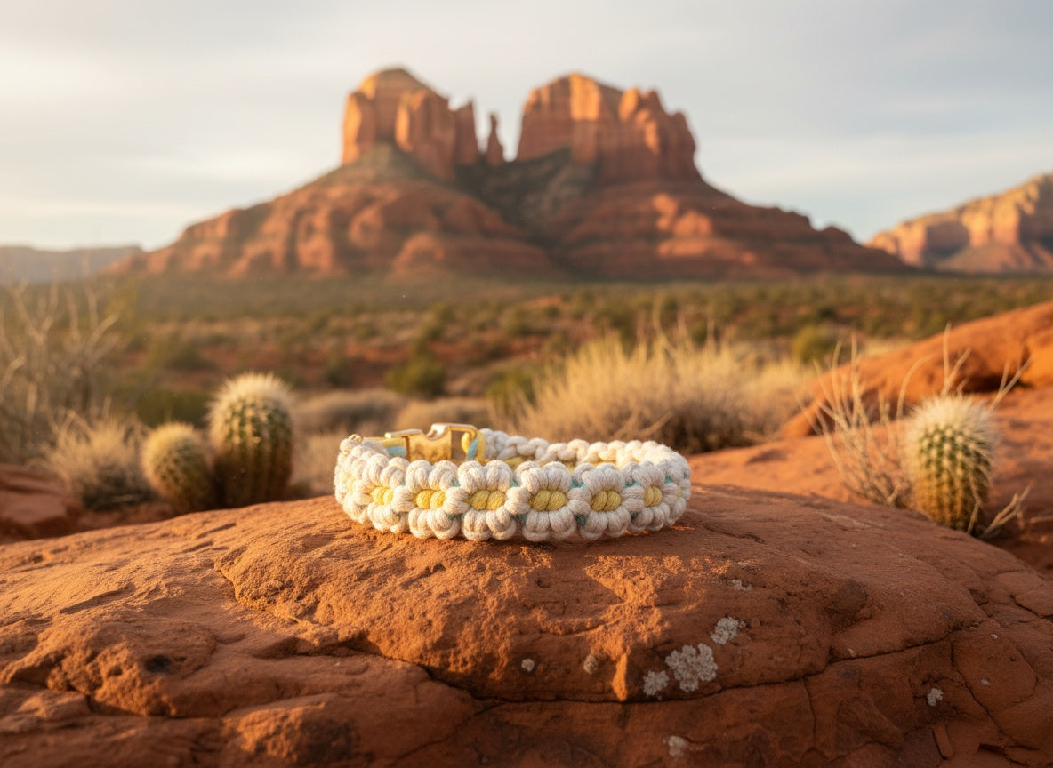 Sunshine Bloom Macrame Leash- Honey & Sky