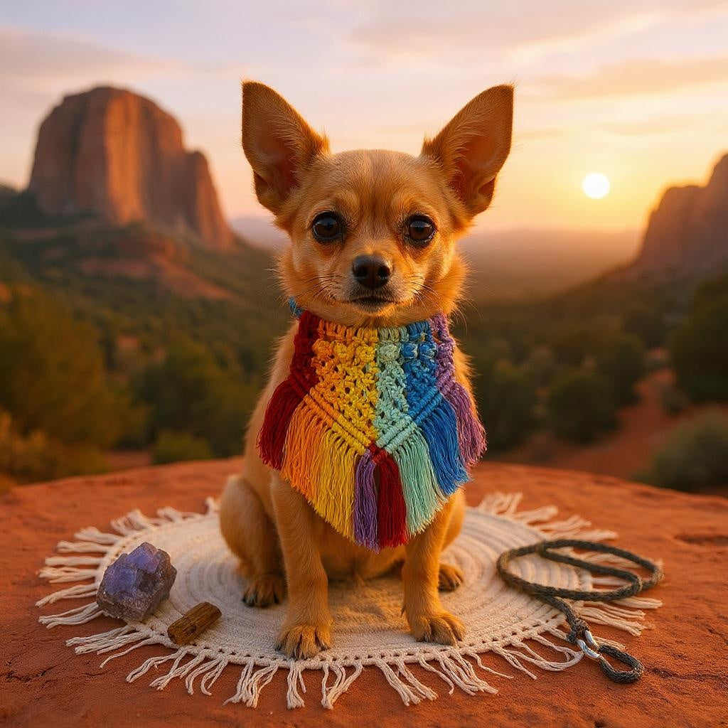 Chakra handmade macrame dog bandana spiritual boho style – Sacred Pup