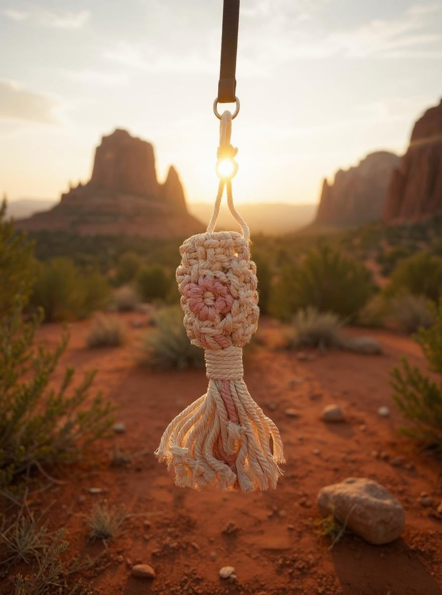 Pink handmade macrame poop bag holder boho style – Sacred Pup