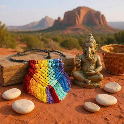 Chakra handmade macrame dog bandana spiritual boho style – Sacred Pup