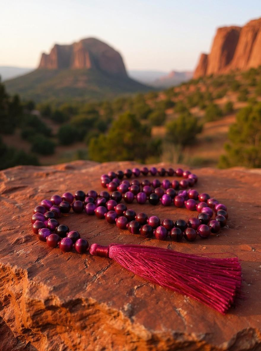 Pink Tiger's Eye Collar & Mala Set- Grounding, Love & Connection