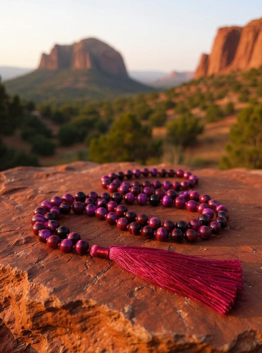 Pink Tiger's Eye Mala Necklace- Grounding, Love & Connection